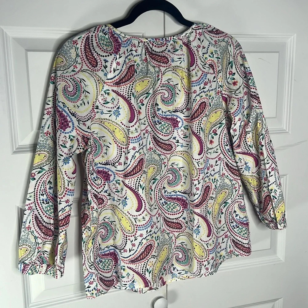 Talbots Petites Paisley Peasant top Medium - Picture 3 of 5